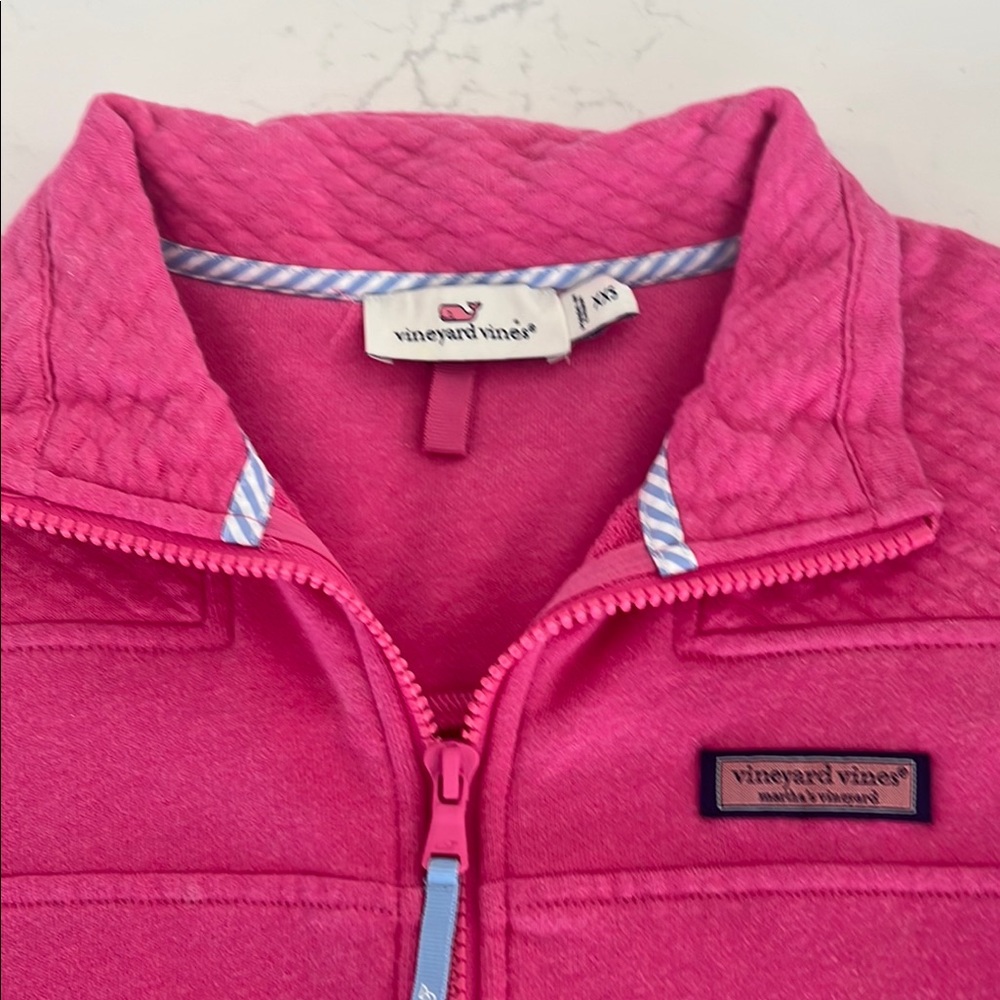 Vineyard Vines Fuchsia Quilted Collar Pullover